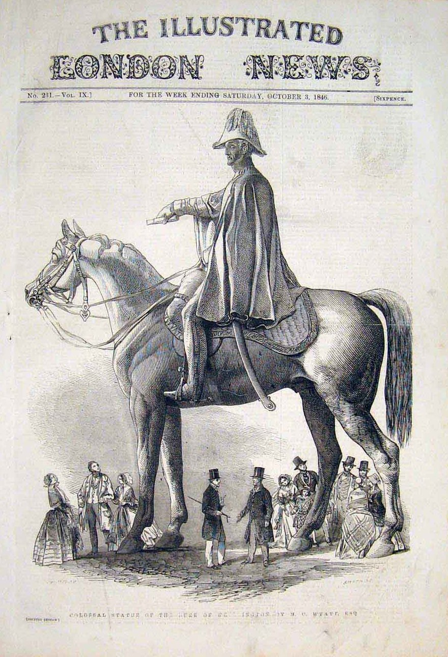 An illustration of the Wellington Statue in the Illustrated London News