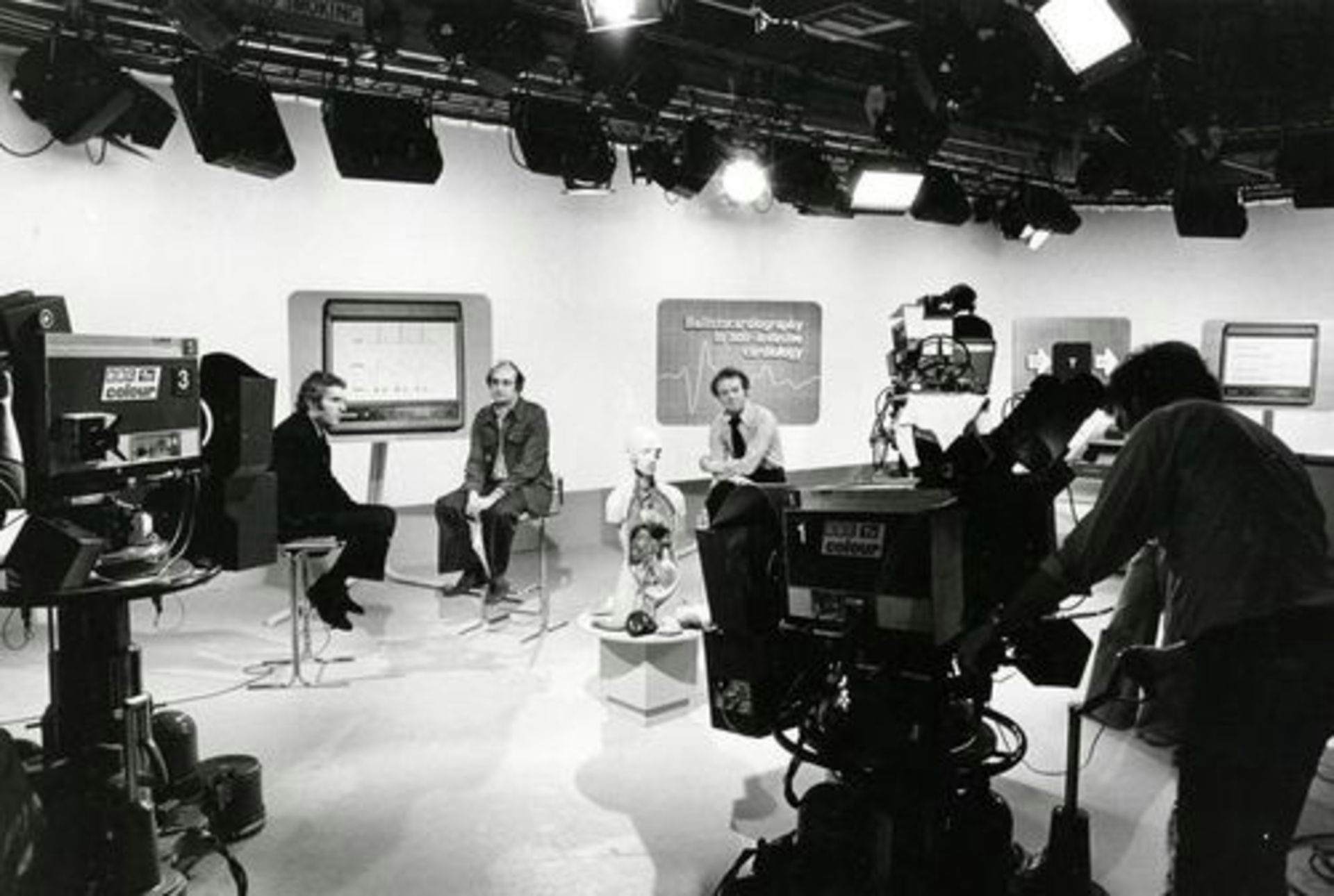 The Open University filming at Alexandra Palace in 1977