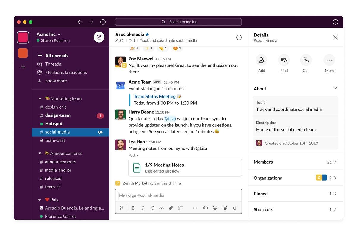 Slack is great for maintaining communication while working remotely