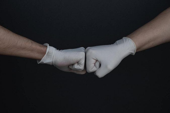 fist bump in gloves