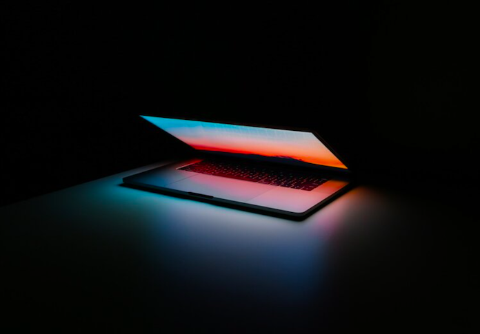 laptop in dark
