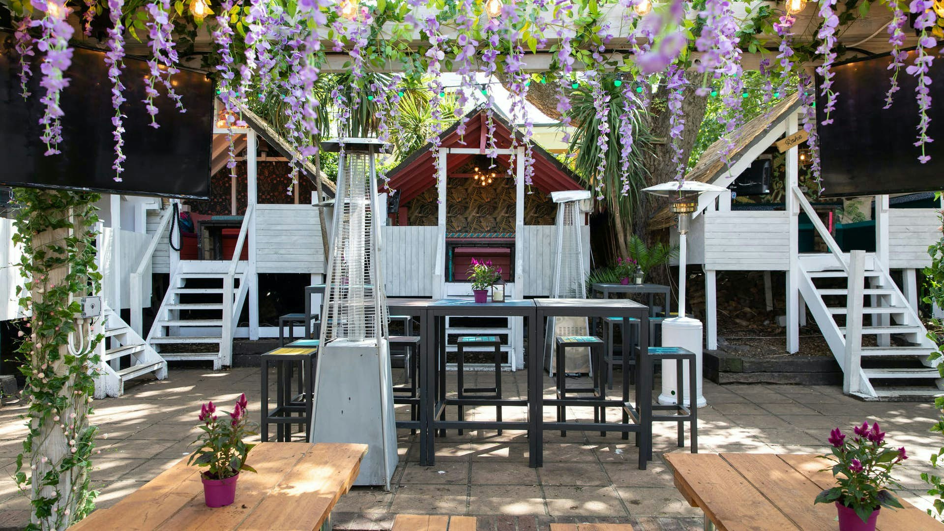 Beer Garden with Tiki Huts at Hope and Anchor