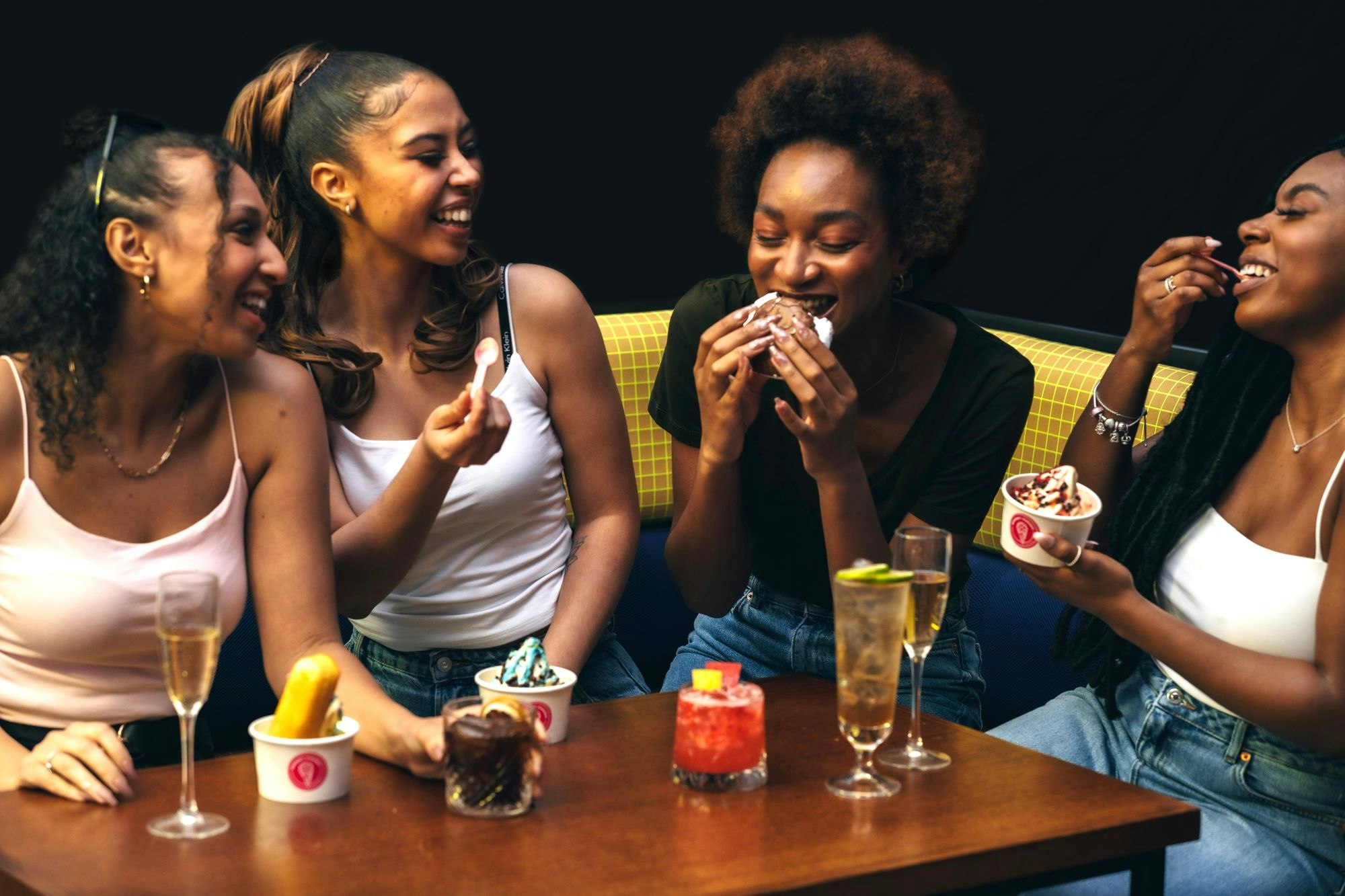 Women eating ice dessert at TOCA Social