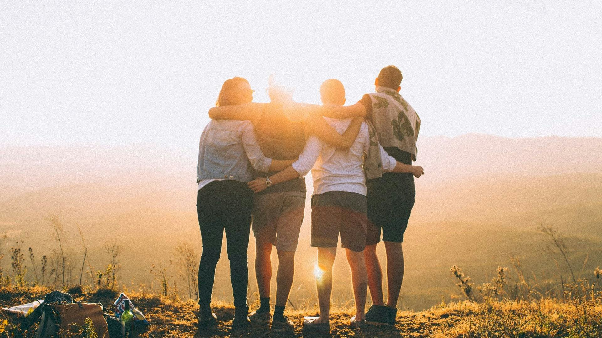 Friends hugging