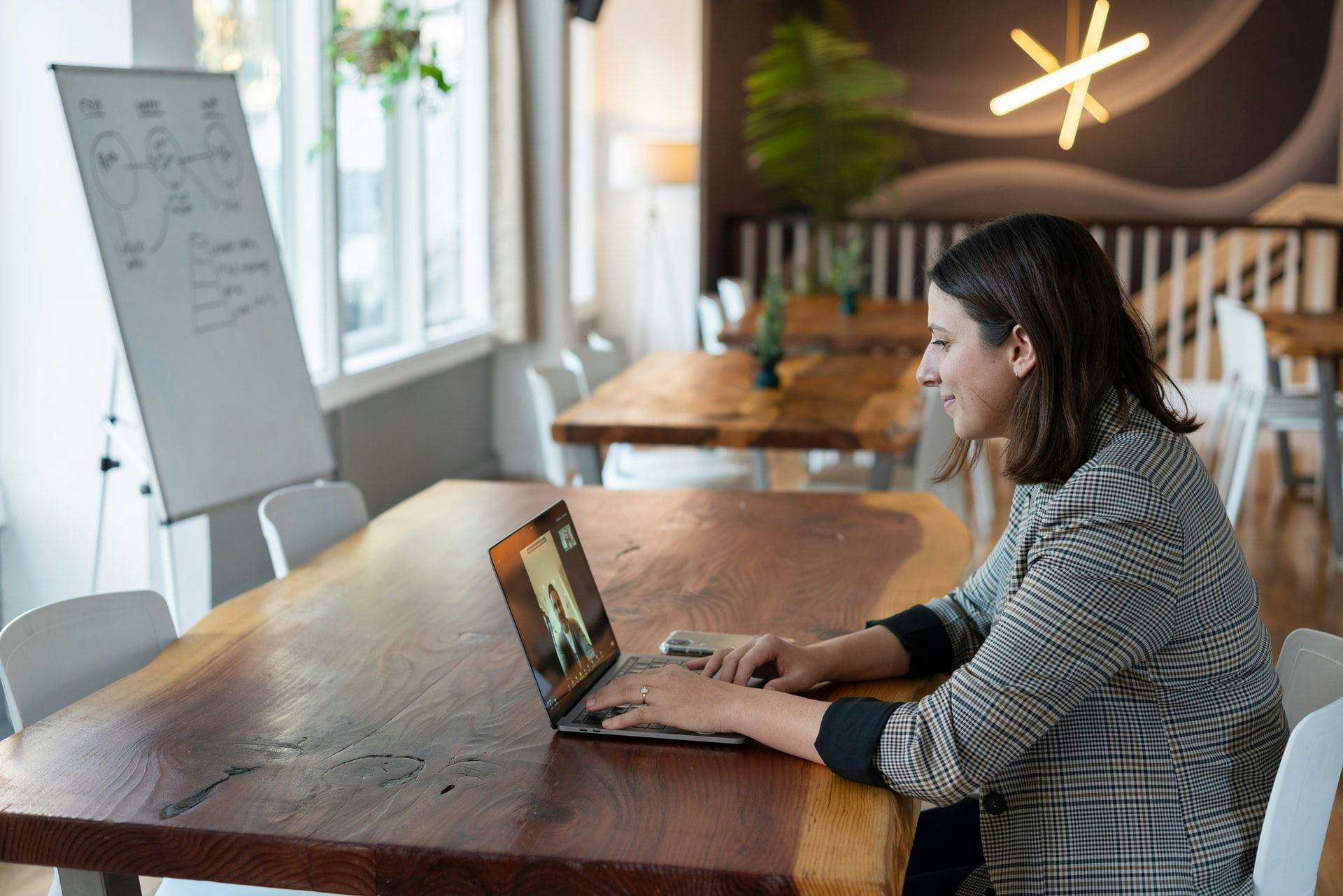 woman attending virtual event