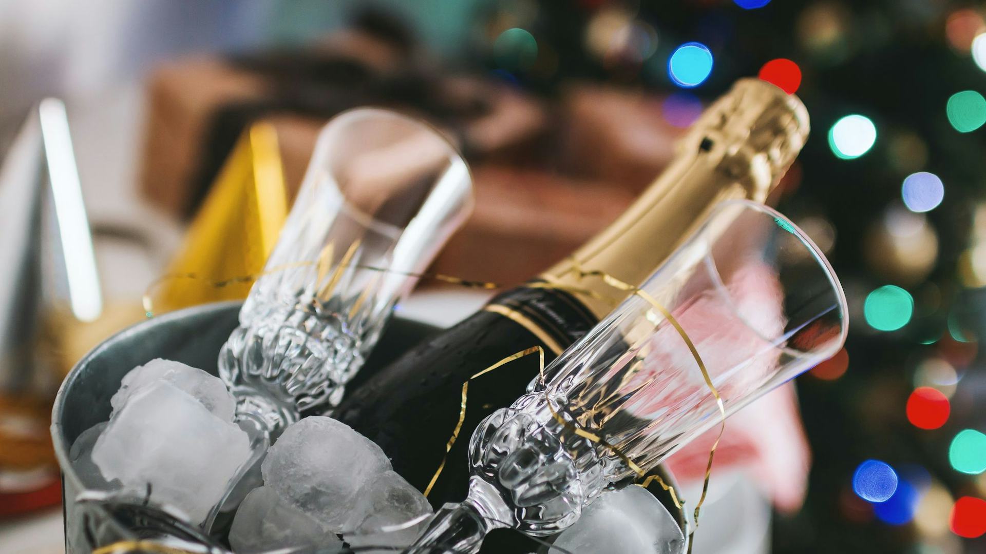 christmas drinks in ice bucket