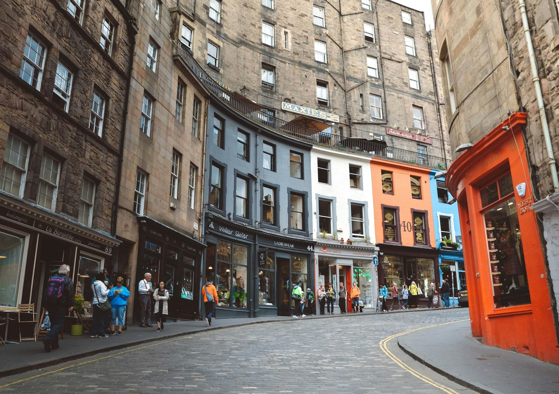 colourful street in Edinburgh