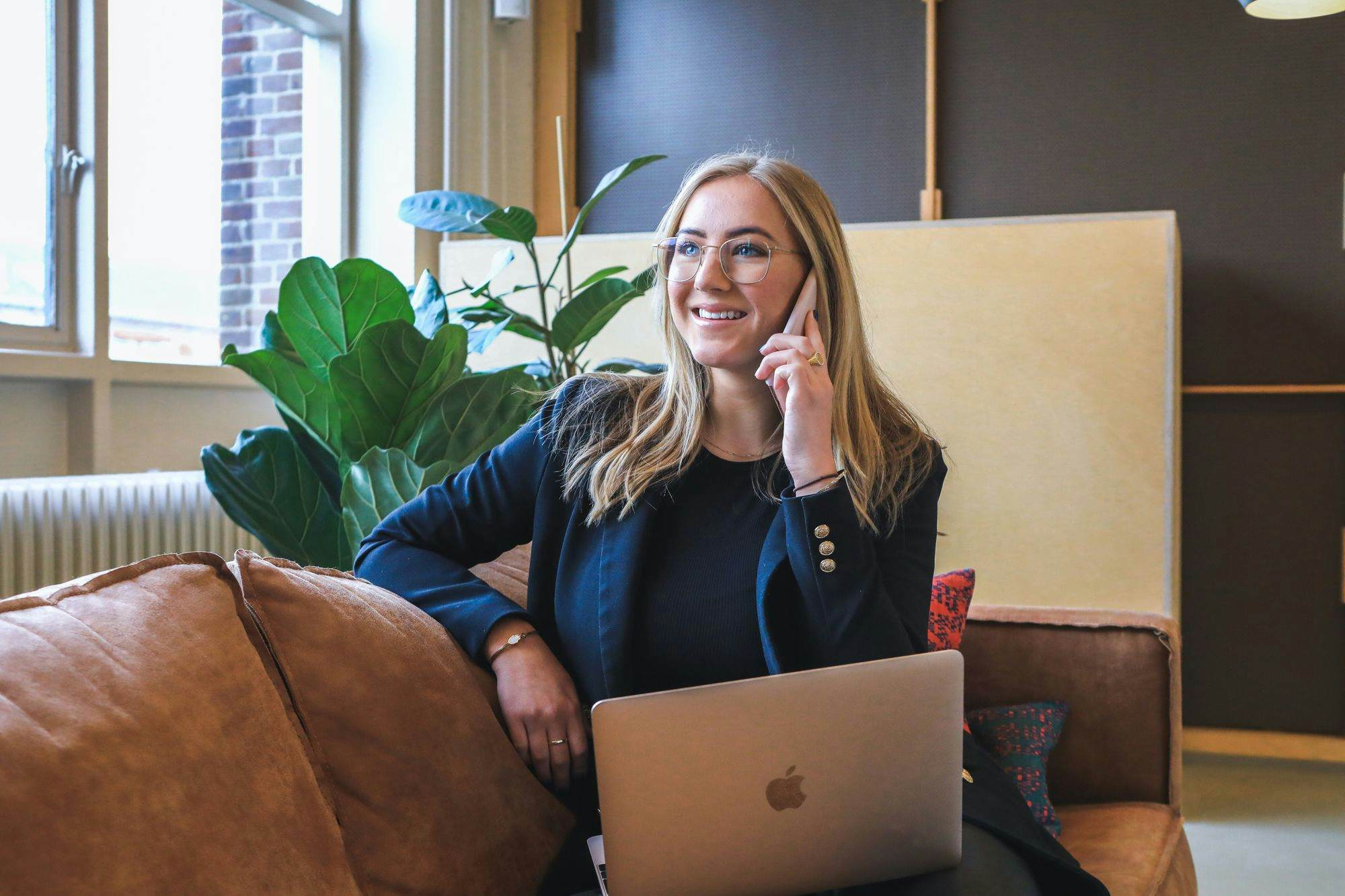 woman on the phone at work