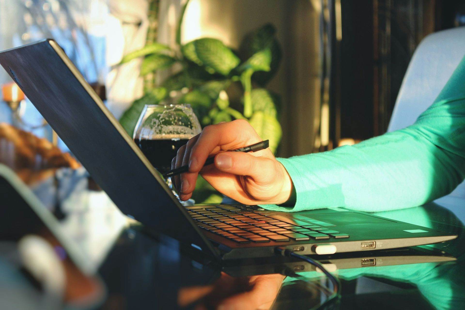 person working at laptop