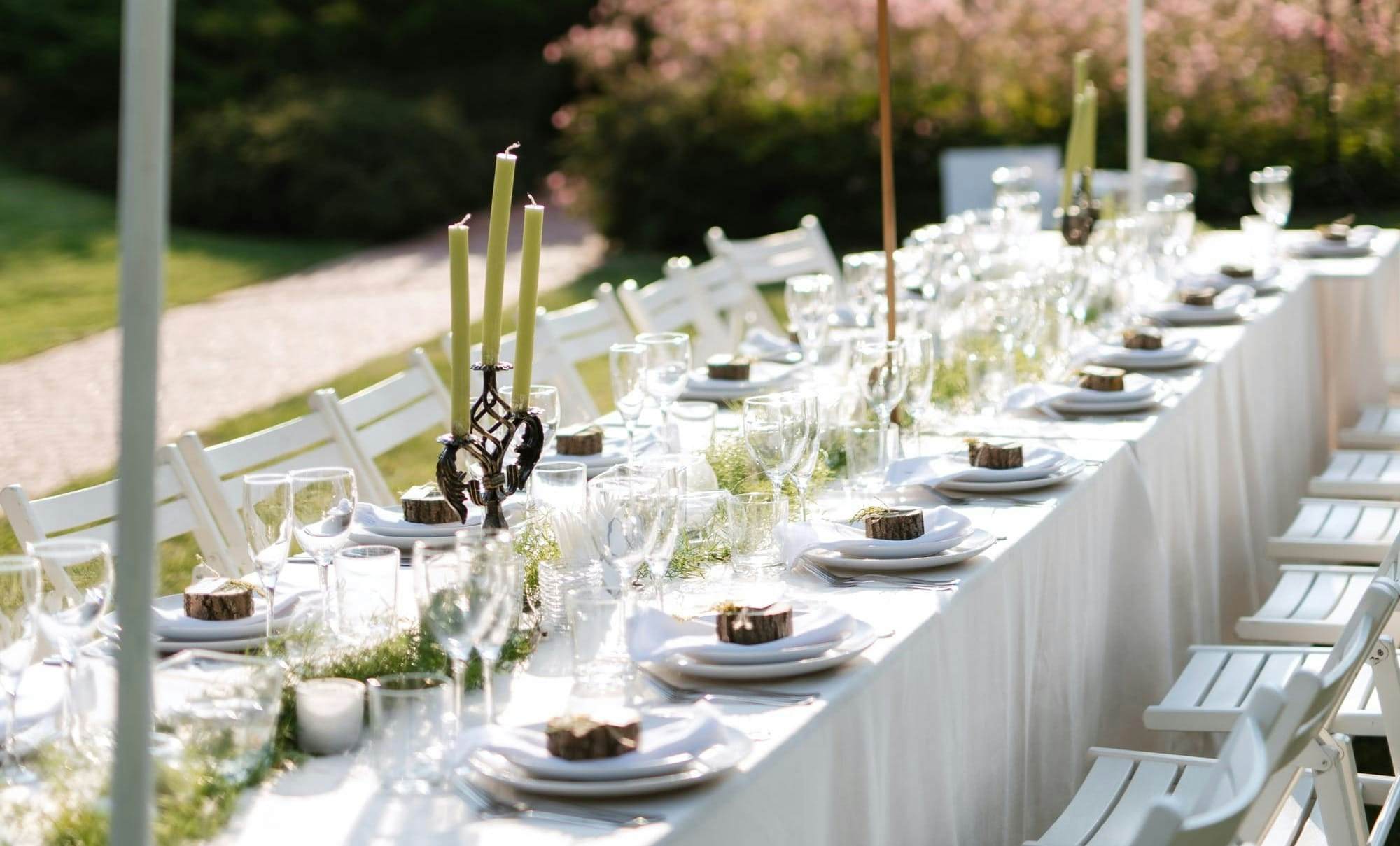 White table set up for a wedding